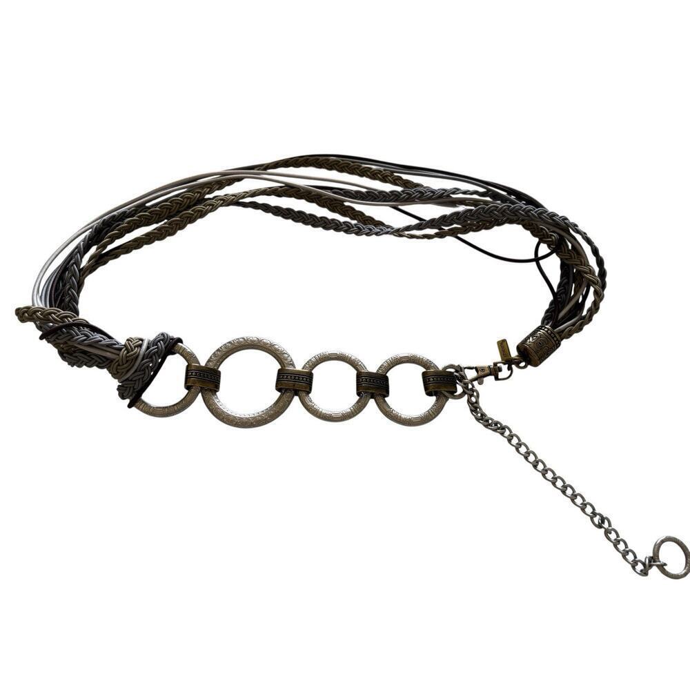 "CHICO'S"MULTI COLORS STRAPPY METALLIC Belt Adjustable Waist size 36"Full Length